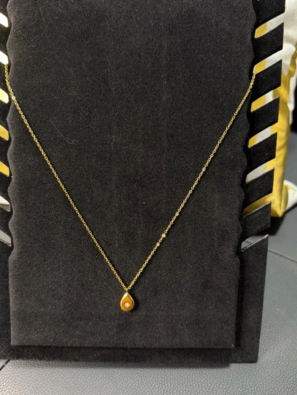 Gold Teardrop Starburst Pendant Necklace - Women Jewelry